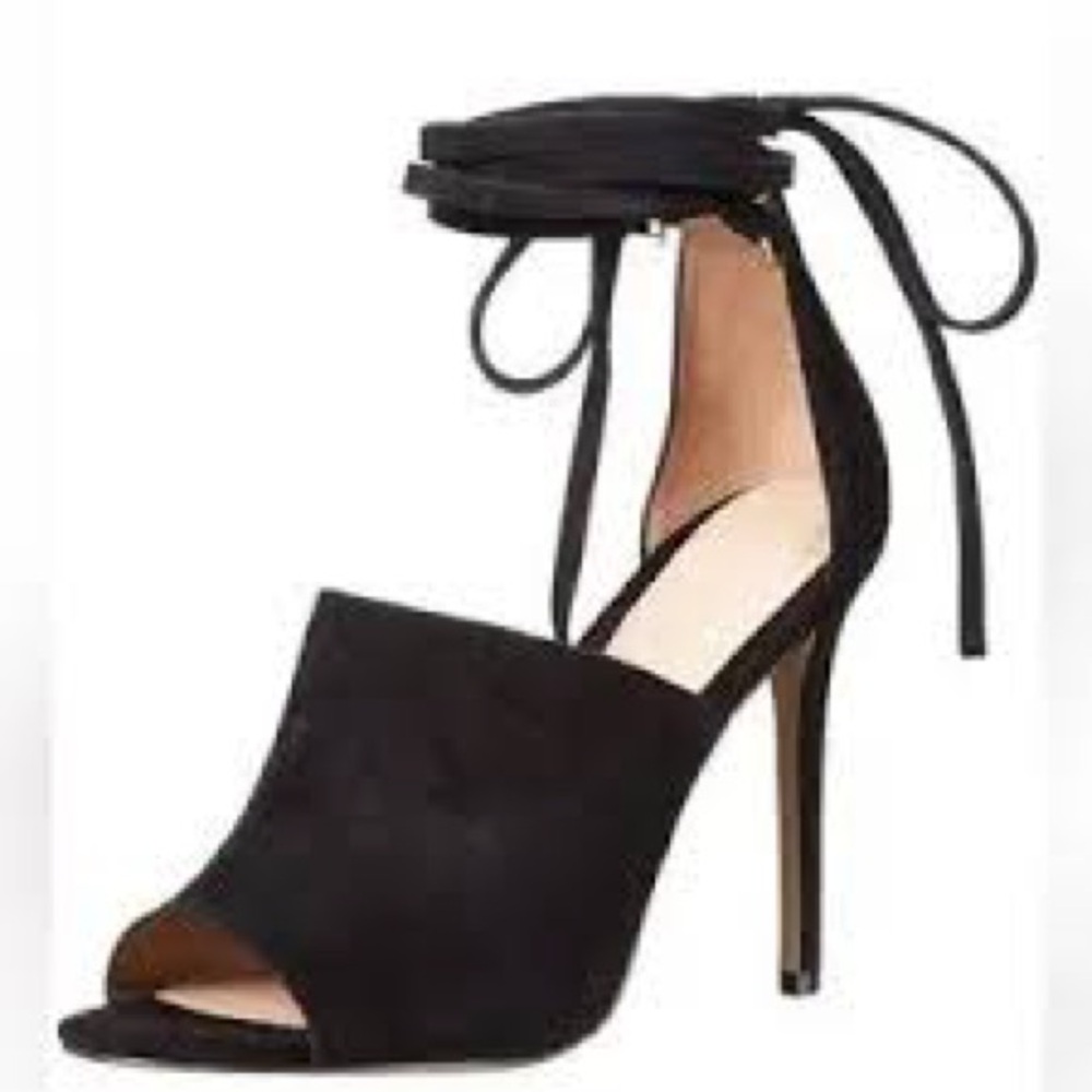 Aldo Black Peep-Toe Heels with Ankle Strap
